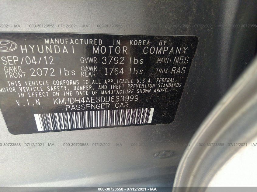 2013 HYUNDAI ELANTRA GLS KMHDH4AE3DU633999