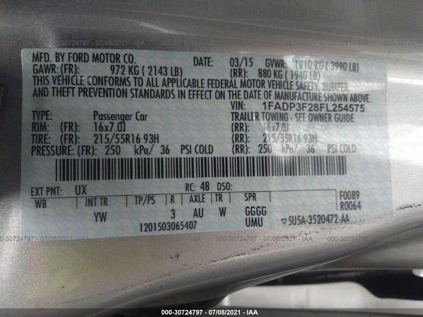 2015 FORD FOCUS SE 1FADP3F28FL254575