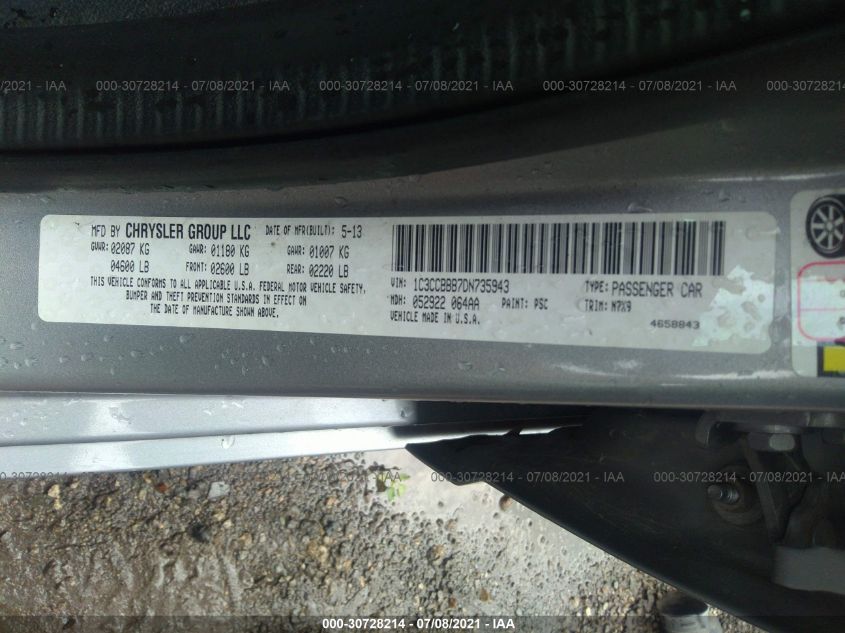 2013 CHRYSLER 200 TOURING 1C3CCBBB7DN735943