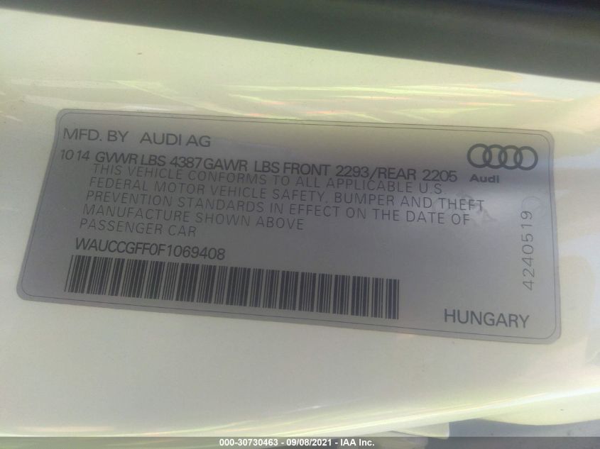 2015 AUDI A3 1.8T PREMIUM PLUS WAUCCGFF0F1069408