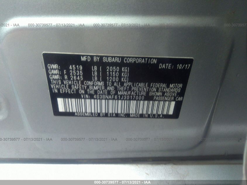 2018 SUBARU LEGACY PREMIUM 4S3BNAF61J3017000