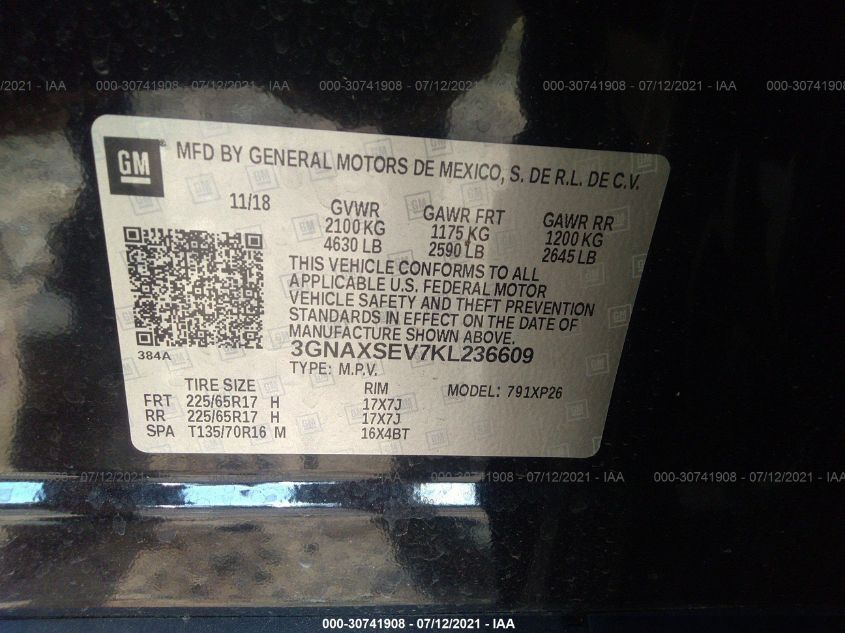2019 CHEVROLET EQUINOX LS 3GNAXSEV7KL236609