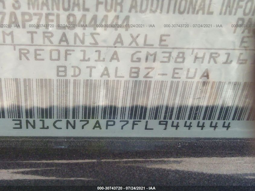 2015 NISSAN VERSA SV 3N1CN7AP7FL944444