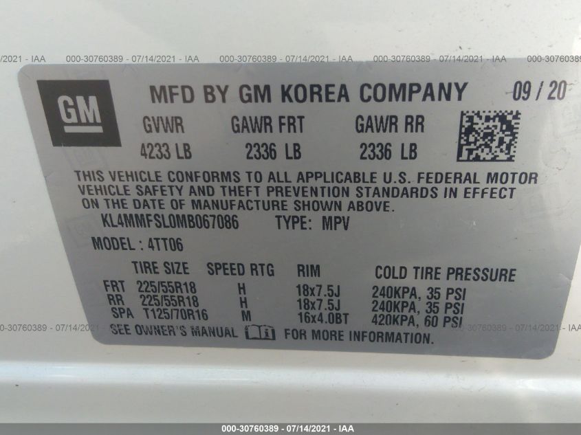 Auction sale of the 2021 BUICK ENCORE GX , vin: KL4MMFSL0MB067086, lot number: 30760389