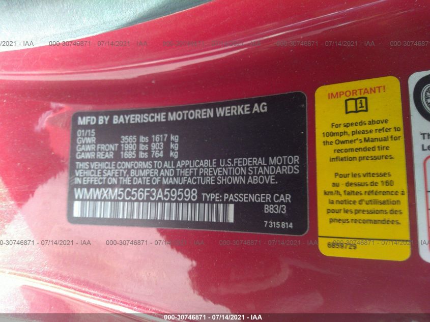 2015 MINI COOPER HARDTOP WMWXM5C56F3A59598