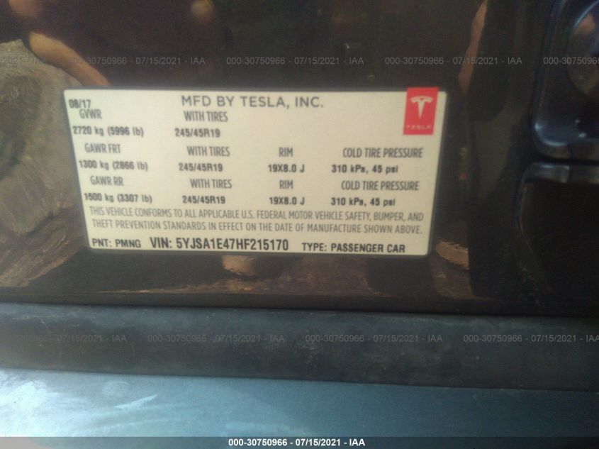 2017 TESLA MODEL S 100D/90D/75D/60D/P100D 5YJSA1E47HF215170