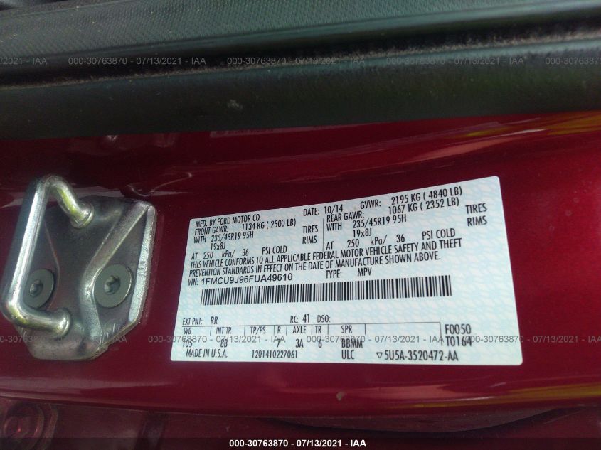 2015 FORD ESCAPE TITANIUM 1FMCU9J96FUA49610