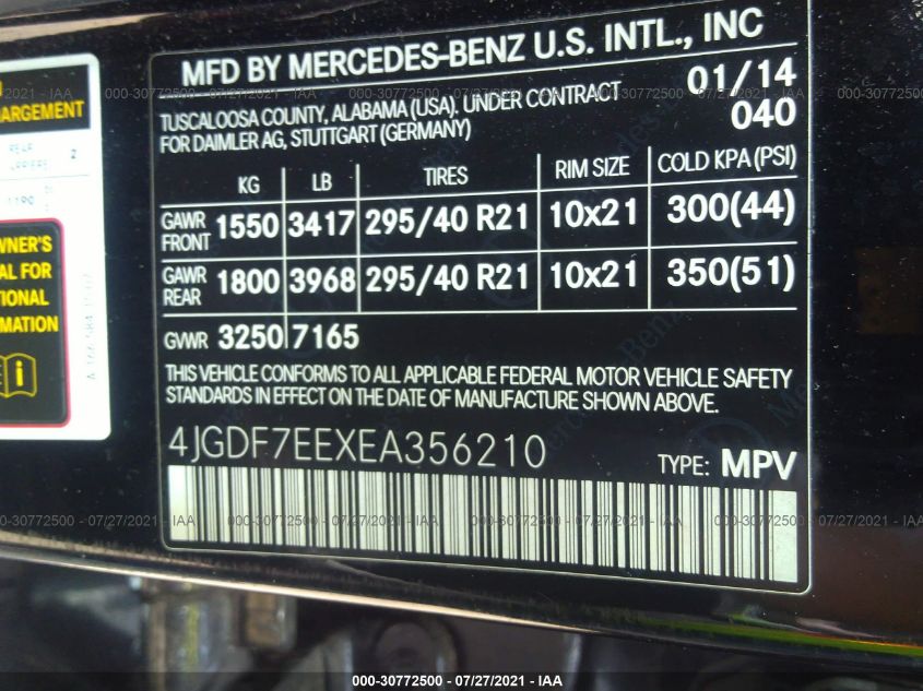 2014 MERCEDES-BENZ GL-CLASS GL 63 AMG 4JGDF7EEXEA356210
