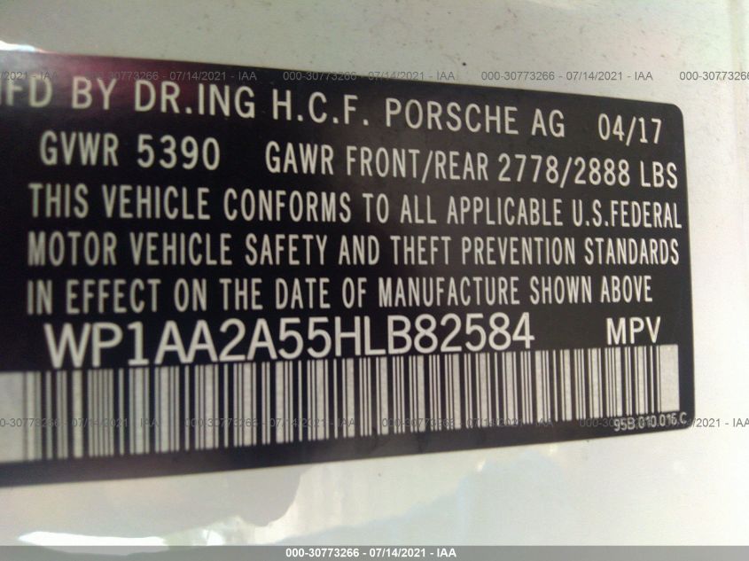 2017 PORSCHE MACAN WP1AA2A55HLB82584