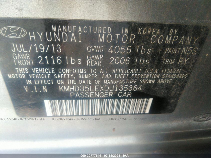 2013 HYUNDAI ELANTRA GT KMHD35LEXDU135364