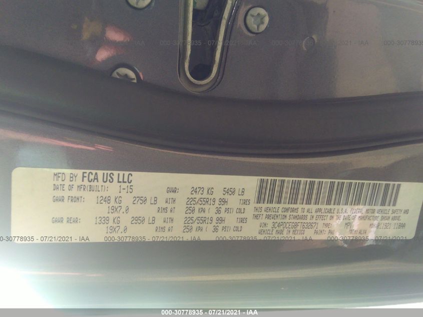 2015 DODGE JOURNEY R/T 3C4PDCEG8FT632671