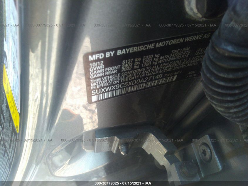 2013 BMW X3 XDRIVE28I 5UXWX9C5XD0A27148
