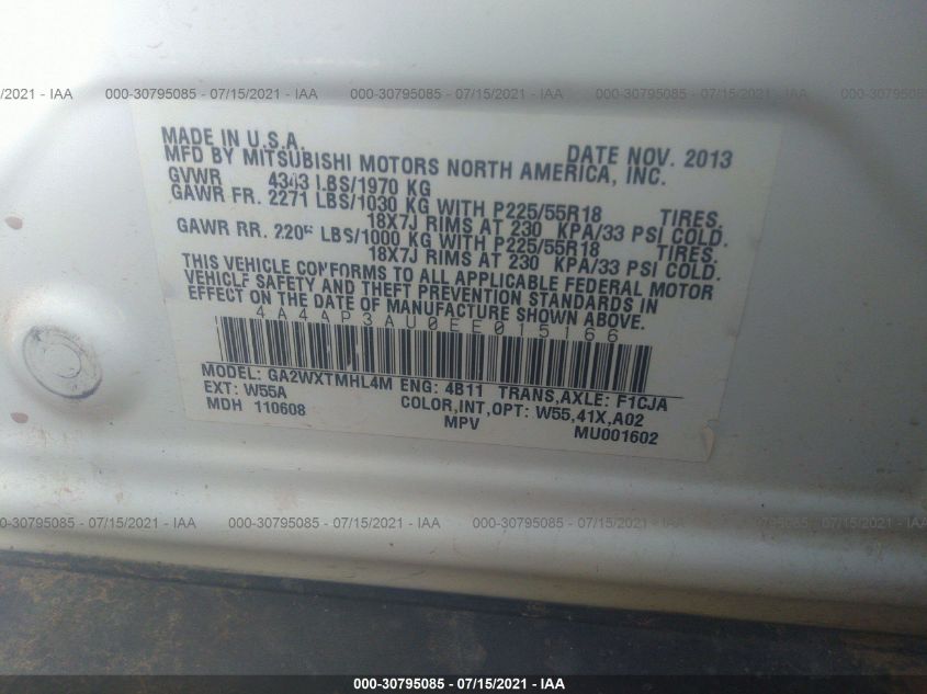 2014 MITSUBISHI OUTLANDER SPORT ES 4A4AP3AU0EE015166