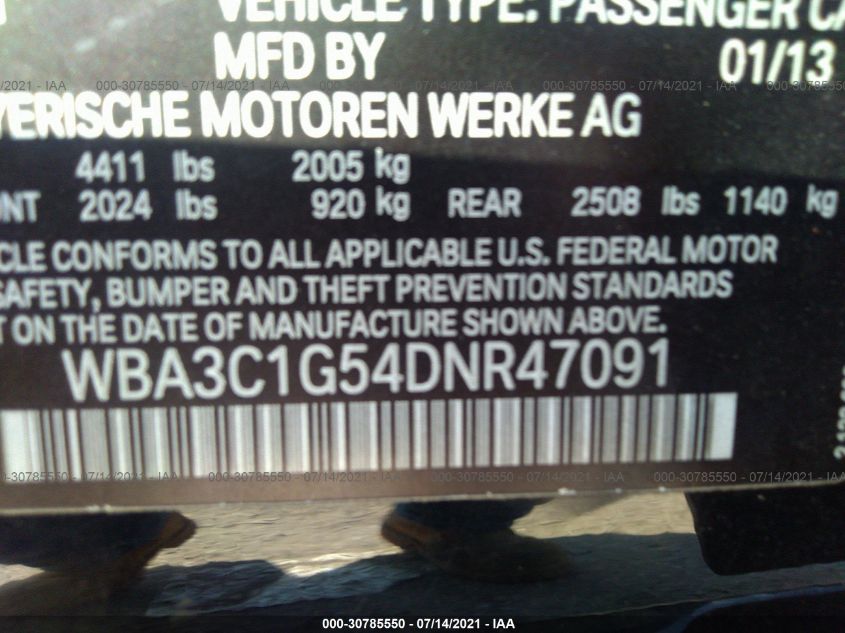 2013 BMW 3 SERIES 328I WBA3C1G54DNR47091