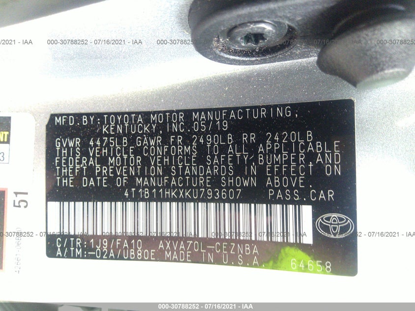 Toyota Camry 2019