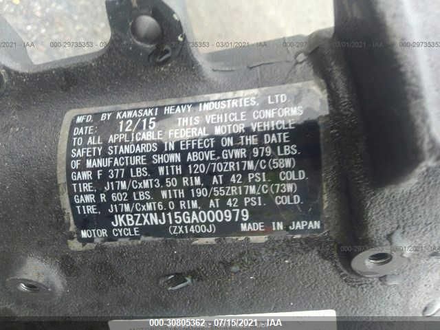 2016 KAWASAKI ZX1400 J JKBZXNJ15GA000979