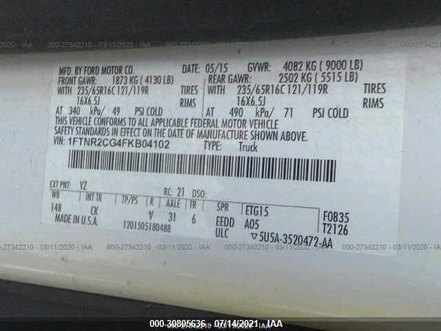 2015 FORD TRANSIT CARGO VAN 1FTNR2CG4FKB04102