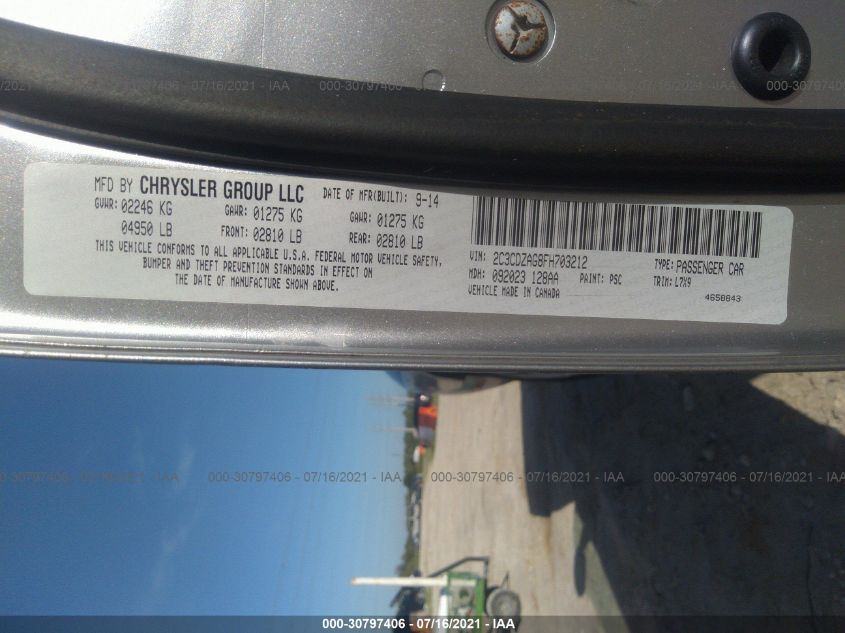 2015 DODGE CHALLENGER SXT 2C3CDZAG8FH703212