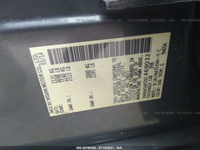 2014 NISSAN MAXIMA 3.5 SV 1N4AA5AP2EC469032