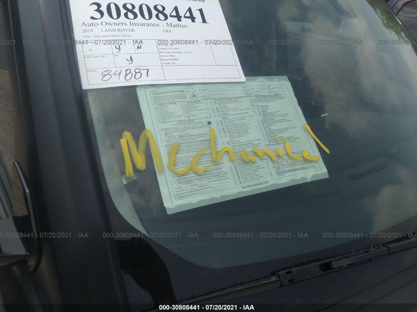 2015 LAND ROVER LR4 HSE SALAG2V62FA758345