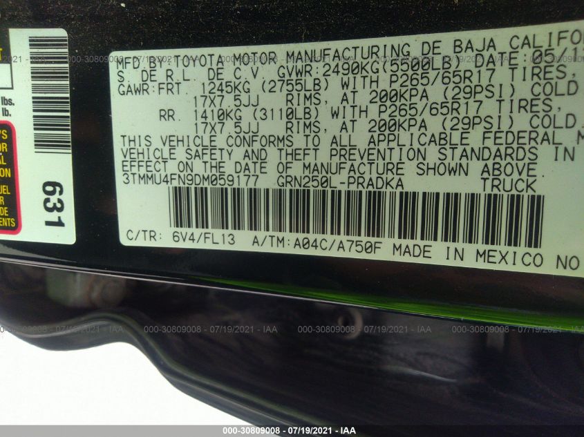 2013 TOYOTA TACOMA 3TMMU4FN9DM059177