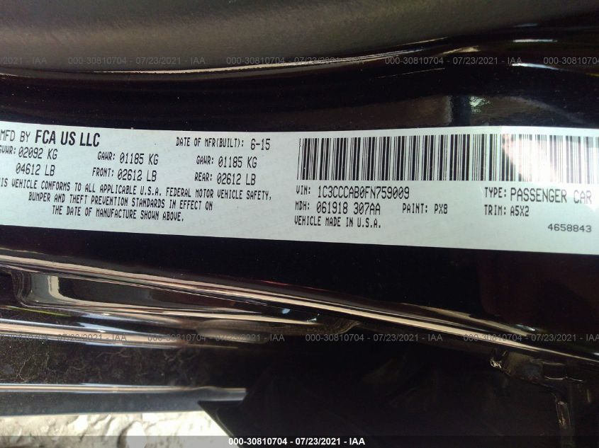 2015 CHRYSLER 200 LIMITED 1C3CCCAB0FN759009