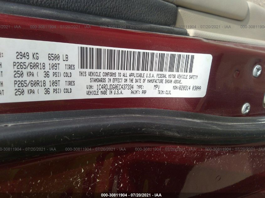 2014 DODGE DURANGO LIMITED 1C4RDJDG0EC437334