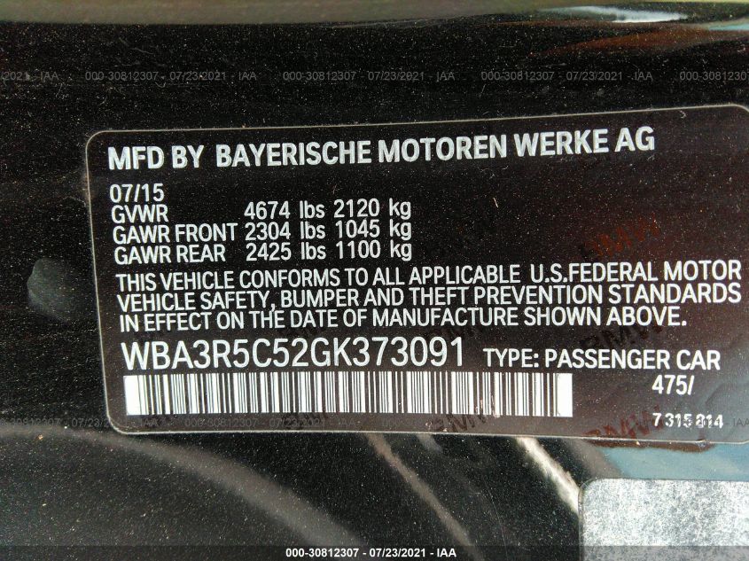 2016 BMW 4 SERIES 435I XDRIVE WBA3R5C52GK373091