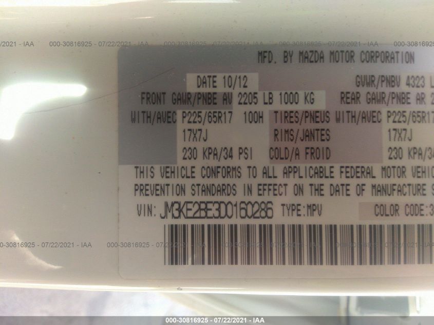 2013 MAZDA CX-5 SPORT JM3KE2BE3D0160286