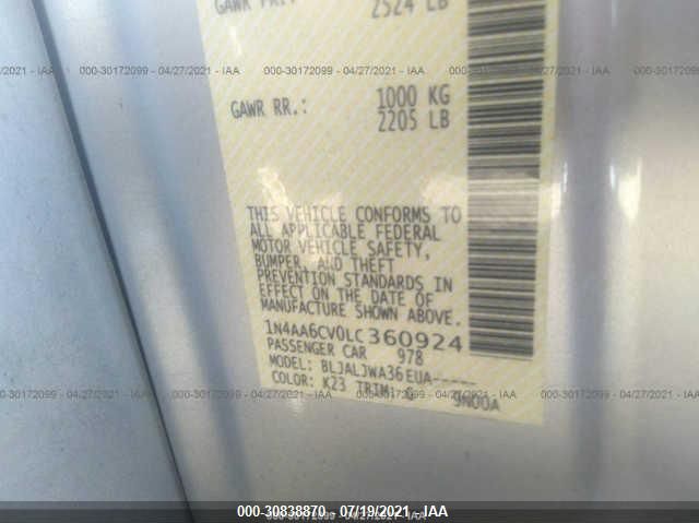 2020 NISSAN MAXIMA SV 1N4AA6CV0LC360924