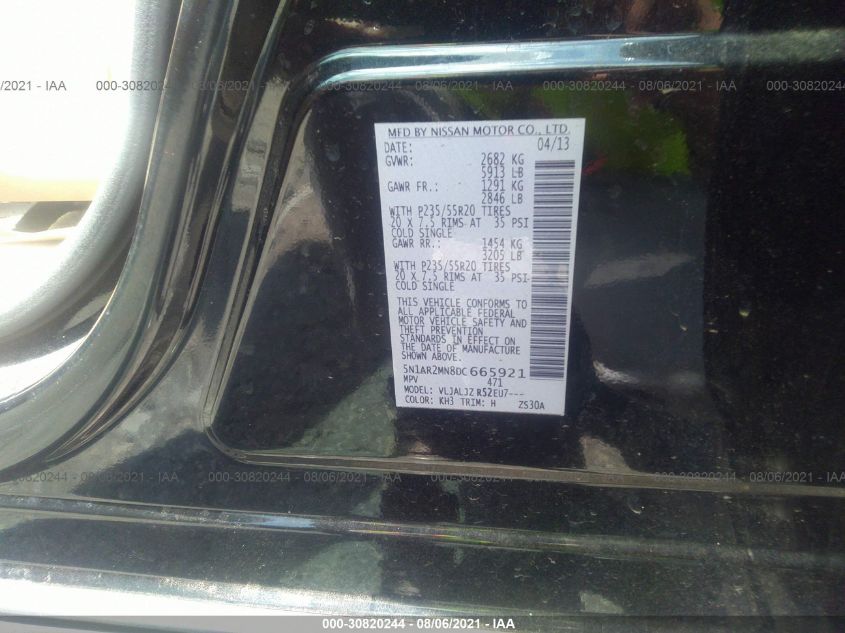 2013 NISSAN PATHFINDER PLATINUM 5N1AR2MN8DC665921