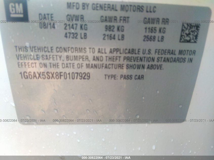 2015 CADILLAC CTS SEDAN LUXURY AWD 1G6AX5SX8F0107929
