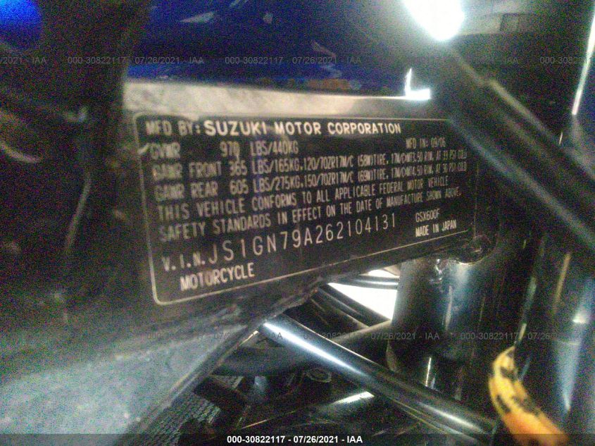 2006 SUZUKI GSX600 F JS1GN79A262104131