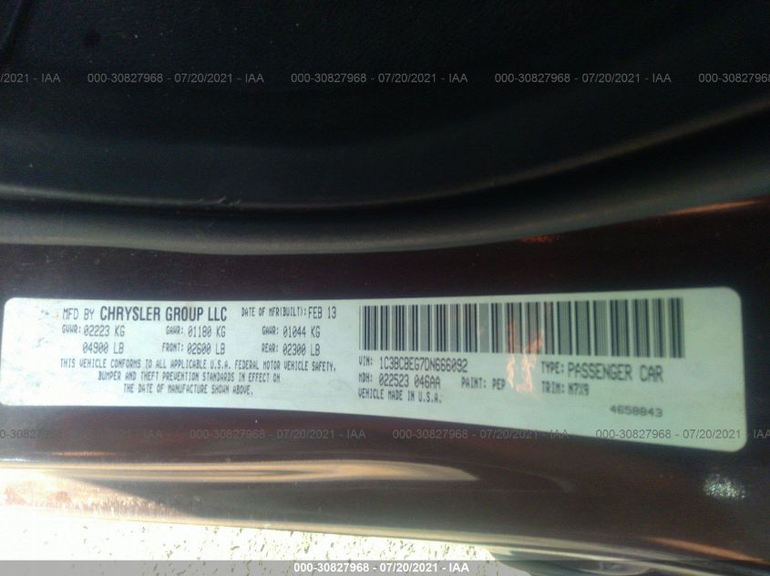 2013 CHRYSLER 200 TOURING 1C3BCBEG7DN666092