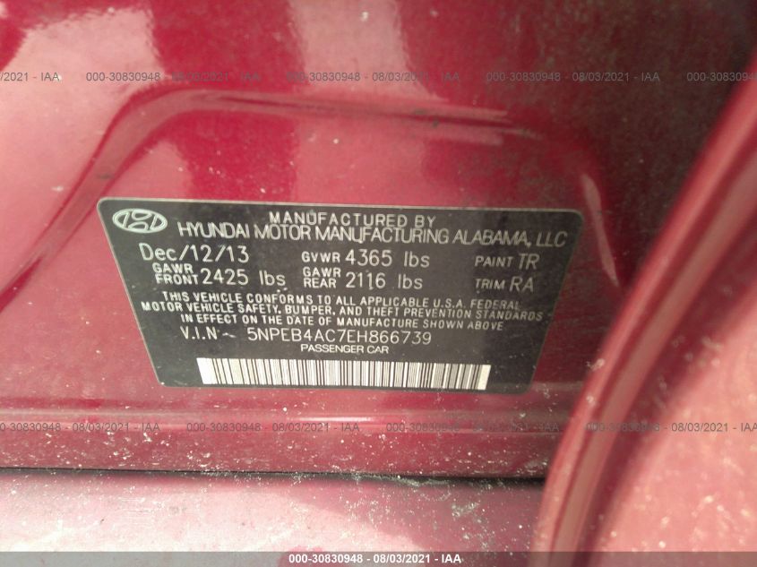 2014 HYUNDAI SONATA GLS 5NPEB4AC7EH866739