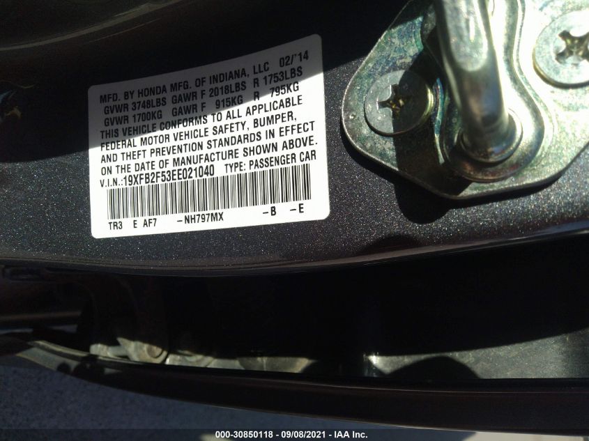 2014 HONDA CIVIC SEDAN LX 19XFB2F53EE021040