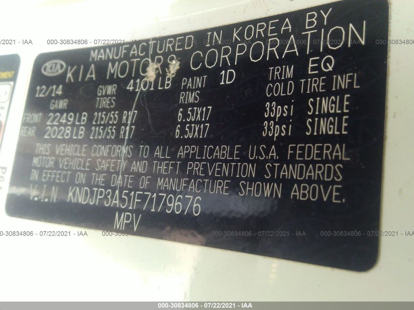 2015 KIA SOUL + KNDJP3A51F7179676