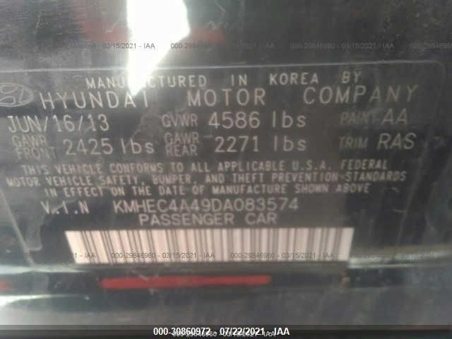 2013 HYUNDAI SONATA HYBRID KMHEC4A49DA083574