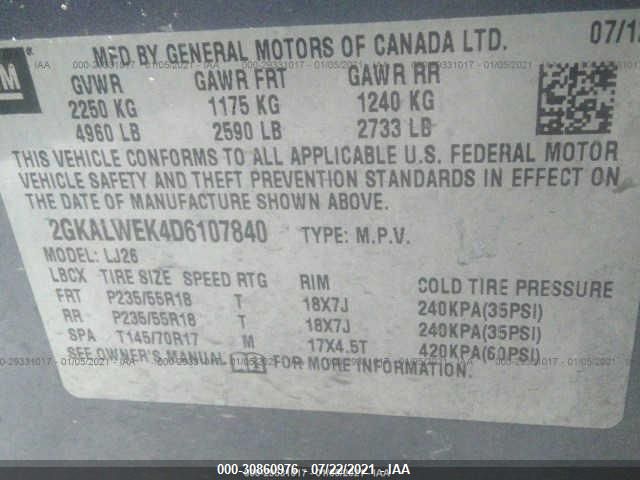 2013 GMC TERRAIN SLT 2GKALWEK4D6107840