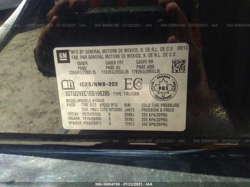 2014 GMC SIERRA 1500 SLT 3GTU2VEC1EG196285