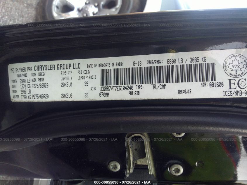 2014 RAM 1500 LARAMIE 1C6RR7VT7ES104240