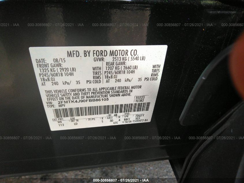 2015 FORD EDGE SEL 2FMTK4J90FBB86105