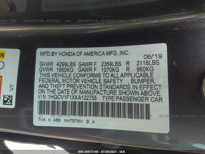Honda Accord sedan 2019