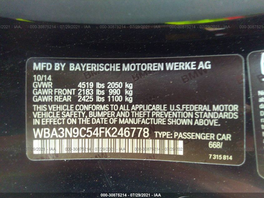 2015 BMW 4 SERIES 428I XDRIVE WBA3N9C54FK246778