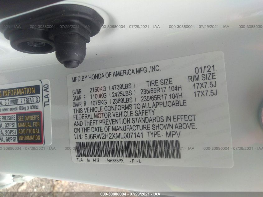 2021 HONDA CR-V LX 5J6RW2H2XML007141