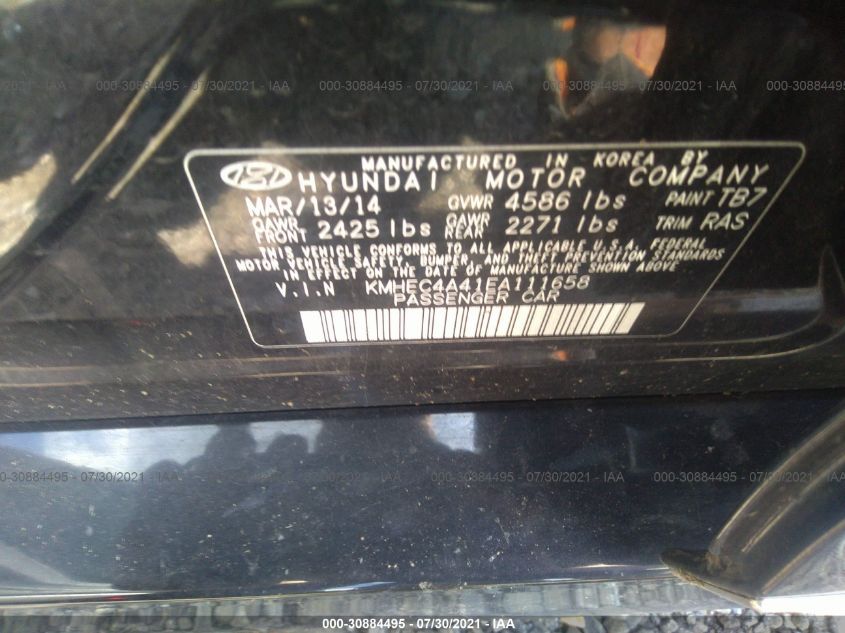2014 HYUNDAI SONATA HYBRID LIMITED KMHEC4A41EA111658