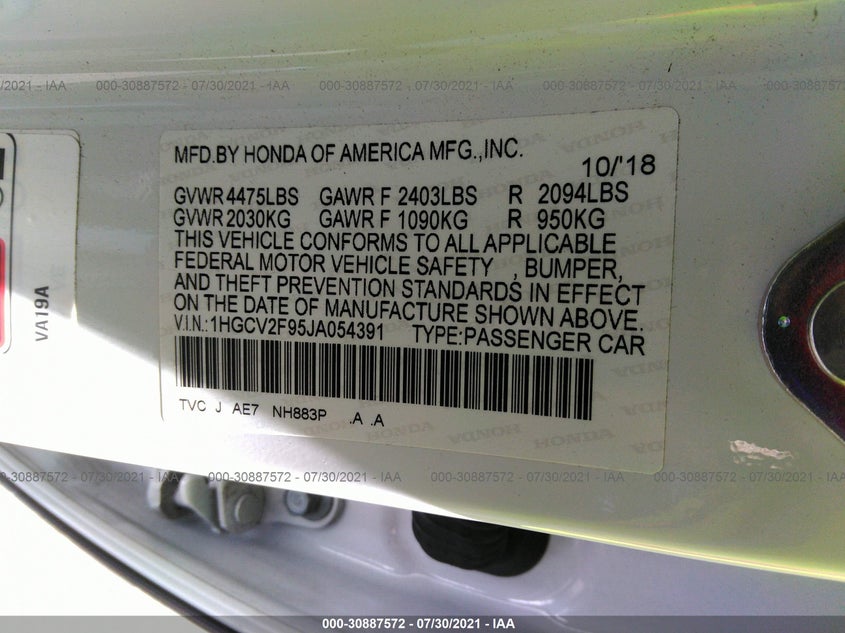 Honda Accord sedan 2018