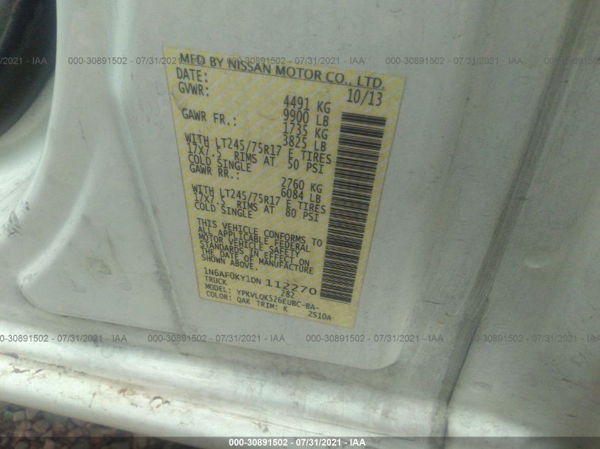 2013 NISSAN NV S 1N6AF0KY1DN112270