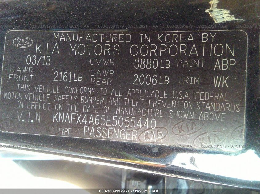 2014 KIA FORTE LX KNAFX4A65E5055440