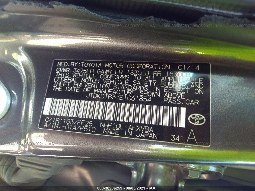 2014 TOYOTA PRIUS C ONE/THREE/TWO/FOUR JTDKDTB37E1061854